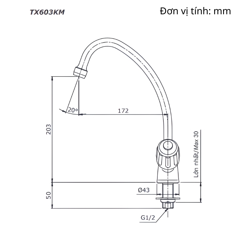 Vòi rửa chén bát cao cấp TOTO TX603KM 2 Vòi rửa chén bát cao cấp TOTO TX603KM 2