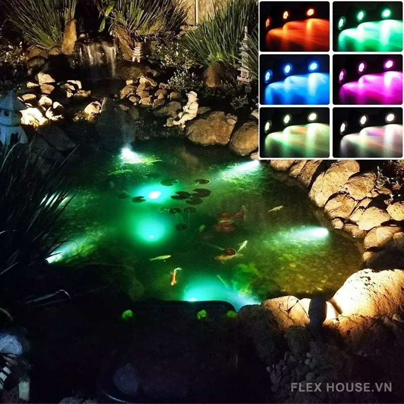 Chỉ số IP của đèn là gì? Các cấp độ IP phổ biến của đèn 17 Đèn âm nước trang trí hồ cá đa màu sắc YCD02 chuẩn IP68