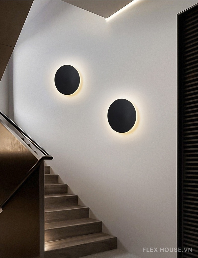 Đèn hắt tường ngoại thất màu đen tròn IP65 VNT341