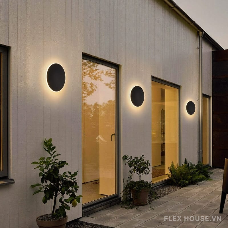 Đèn hắt tường ngoại thất màu đen tròn IP65 VNT341