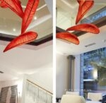 Đèn thả trần nghệ thuật lá lụa đỏ QM8254