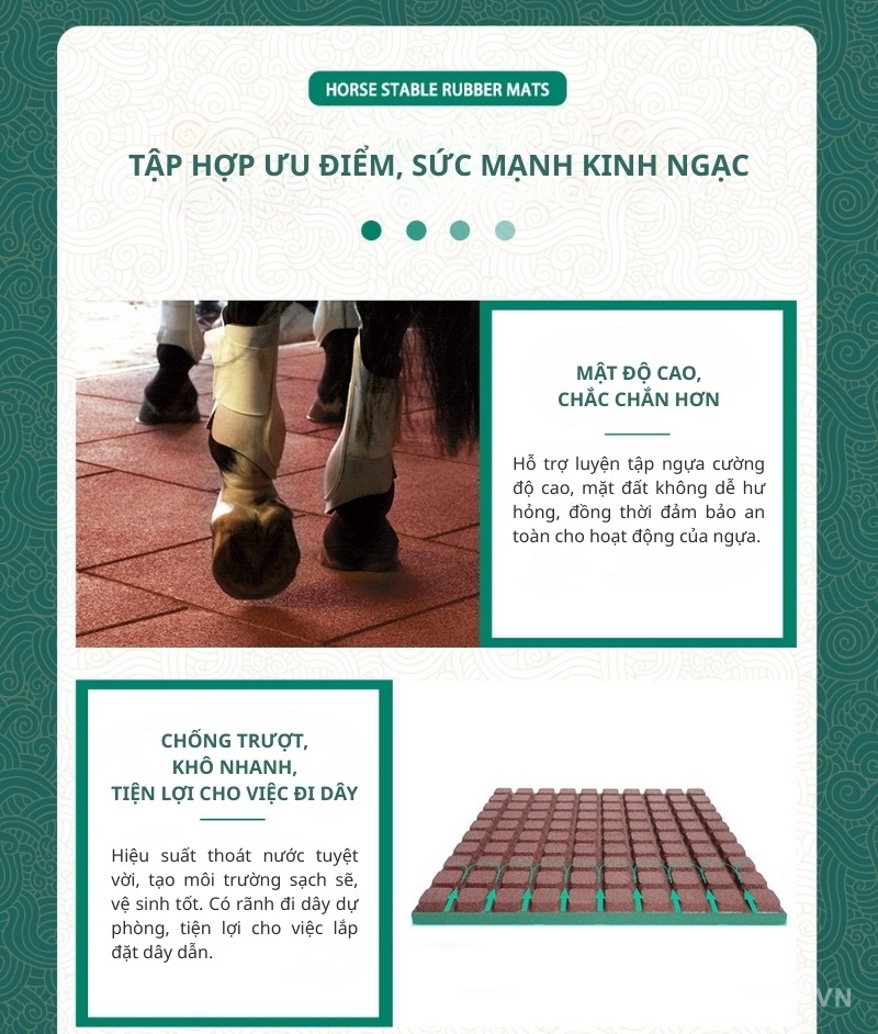 Gạch cao su lát sân chuồng ngựa chống trượt GV158 2 Gạch cao su lát sân chuồng ngựa chống trượt GV158
