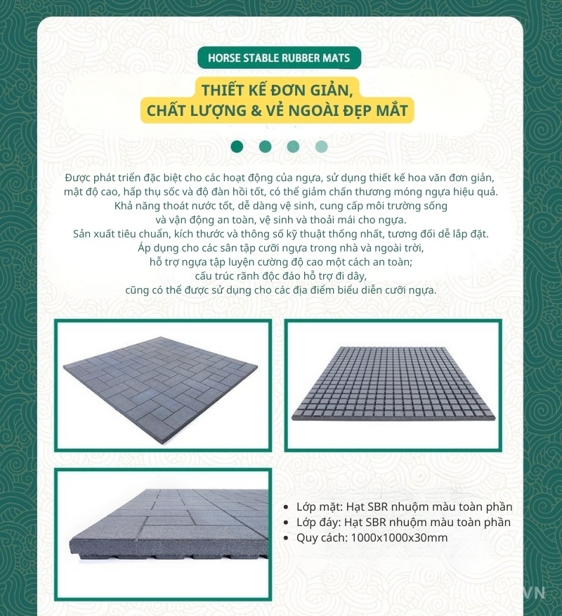 Gạch cao su lát sân chuồng ngựa chống trượt GV158 4 Gạch cao su lát sân chuồng ngựa chống trượt GV158