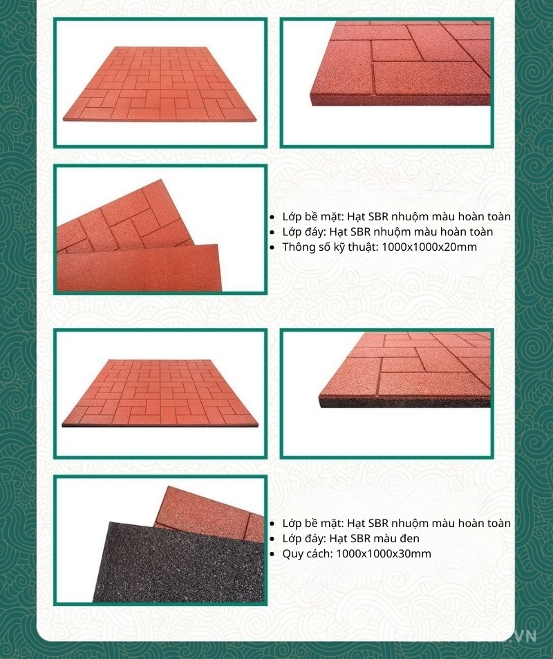Gạch cao su lát sân chuồng ngựa chống trượt GV158 5 Gạch cao su lát sân chuồng ngựa chống trượt GV158
