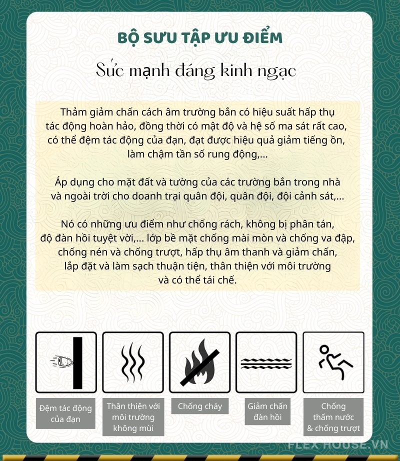 Thảm cao su EPDM lót sàn trường bắn giảm chấn GV45 2 Thảm cao su EPDM lót sàn trường bắn giảm chấn GV45