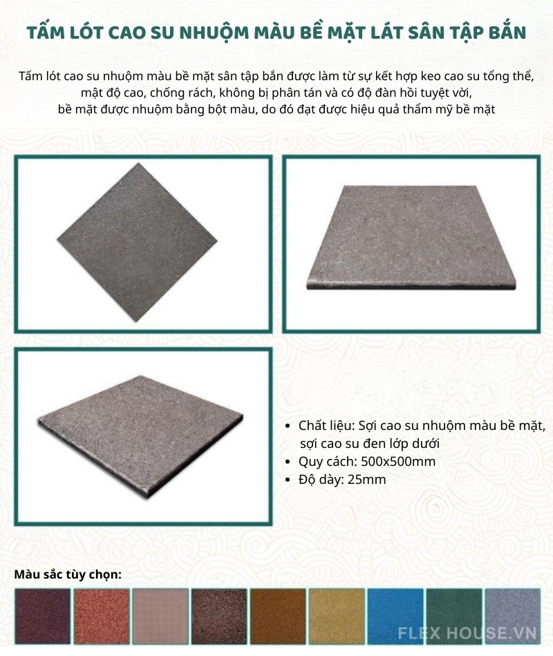 Thảm cao su EPDM lót sàn trường bắn giảm chấn GV45 4 Thảm cao su EPDM lót sàn trường bắn giảm chấn GV45