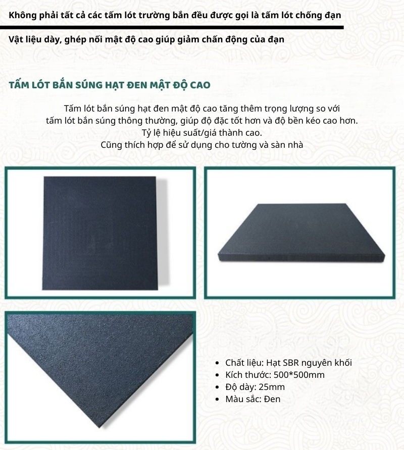 Thảm cao su EPDM lót sàn trường bắn giảm chấn GV45 5 Thảm cao su EPDM lót sàn trường bắn giảm chấn GV45