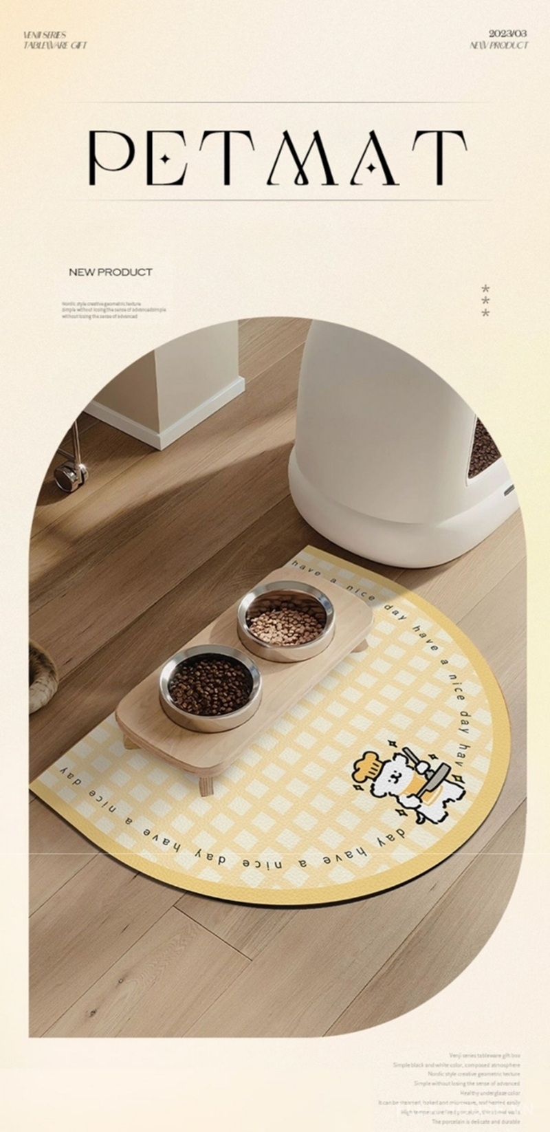 Tấm thảm lót sàn lót bát ăn cho chó mèo XF9727