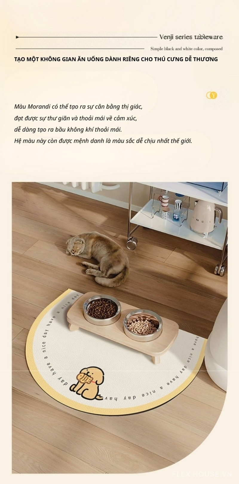 Tấm thảm lót sàn lót bát ăn cho chó mèo XF9727