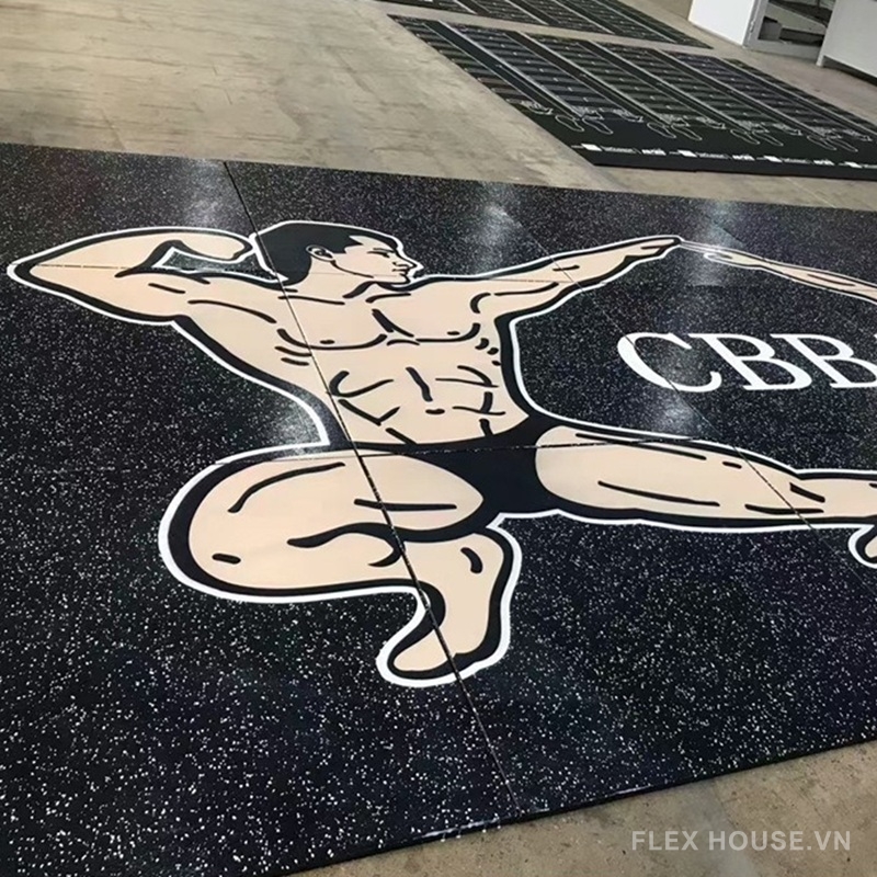Thảm cao su phòng gym trong nhà in UV chống trượt GV92 6 Thảm cao su phòng gym trong nhà in UV chống trượt GV92