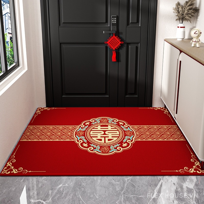 Thảm chùi chân Song Hỷ Phúc Lộc decor lễ tết XF2557 6 Thảm chùi chân Song Hỷ Phúc Lộc decor lễ tết XF2557.02