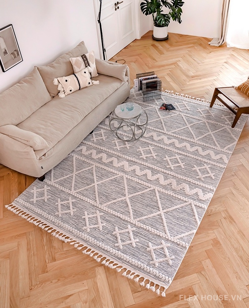 Thảm dệt nổi 3D họa tiết hình học Bắc Âu XF5391