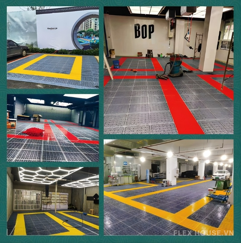 Thảm lắp ghép PP chống trượt chịu tải garage GV246