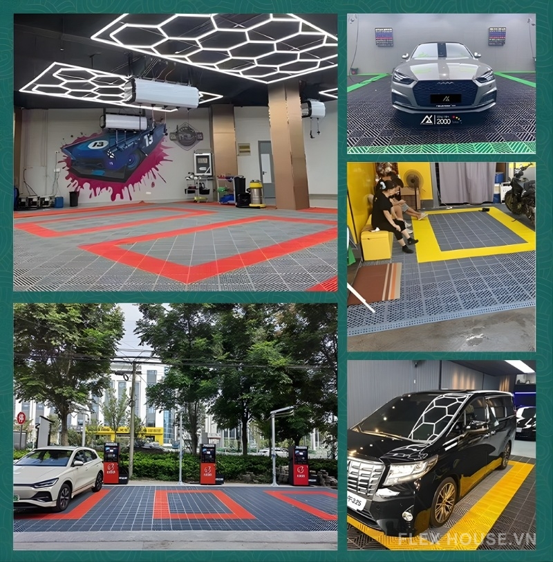 Thảm lắp ghép PP chống trượt chịu tải garage GV246