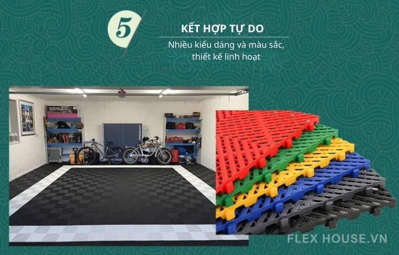 Thảm lắp ghép PP chống trượt chịu tải garage GV246