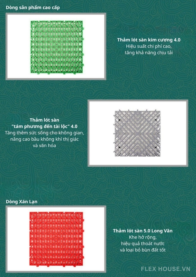 Thảm lắp ghép PP chống trượt chịu tải garage GV246