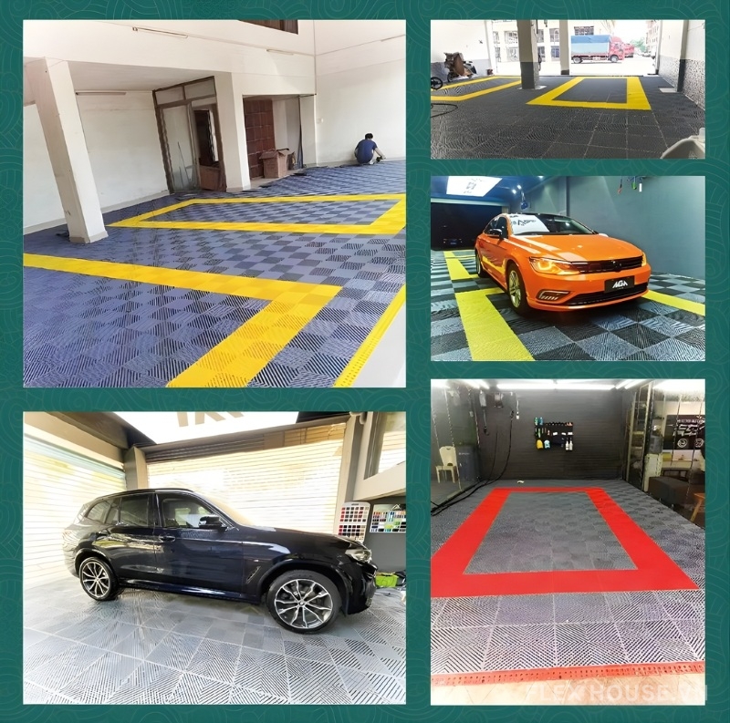 Thảm lắp ghép PP chống trượt chịu tải garage GV246