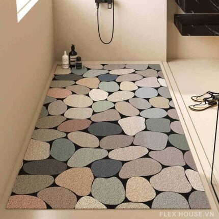 Thảm lót sàn nhà tắm PVC họa tiết vân đá cuội SH8456.01