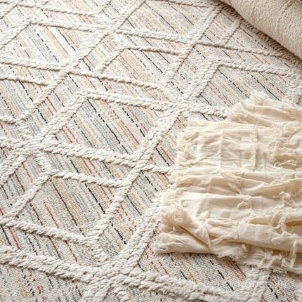 Thảm Ma-rốc dệt nổi 3D tua rua sợi nhiều màu XF5382