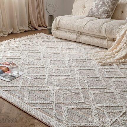 Thảm Ma-rốc dệt nổi 3D tua rua sợi nhiều màu XF5382