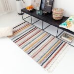 Thảm phong cách Bắc Âu sọc đa sắc tua rua XF5386