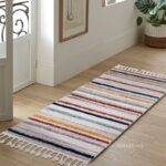 Thảm phong cách Bắc Âu sọc đa sắc tua rua XF5386