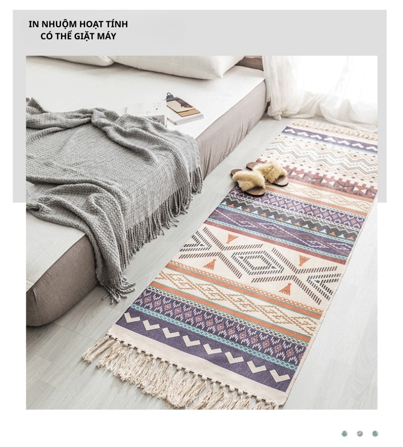 Thảm polyester mô phỏng cotton linen Boho XF8388