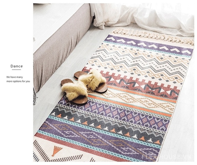 Thảm polyester mô phỏng cotton linen Boho XF8388