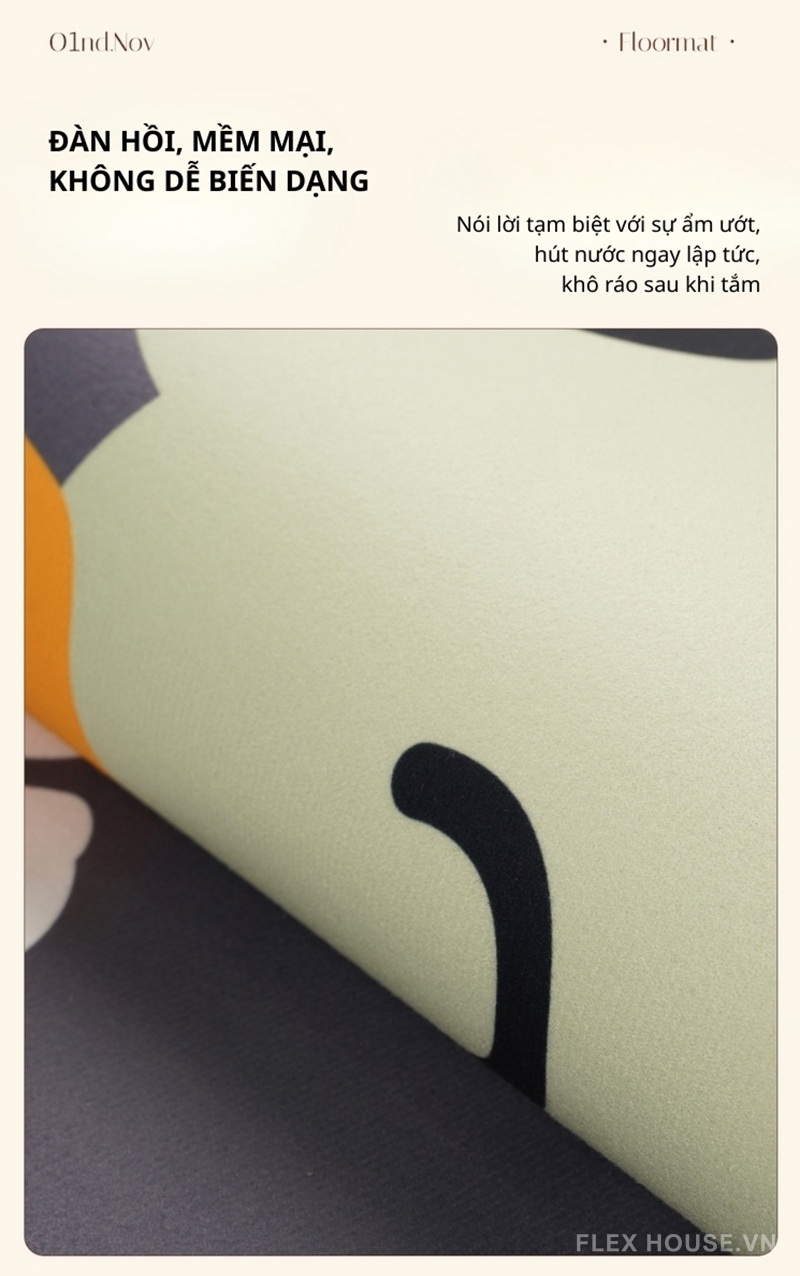 Thảm tảo cát viền khung hoạt hình cute XF1643 2 Thảm tảo cát viền khung hoạt hình cute XF1643