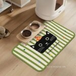 Thảm tảo cát lót bát ăn thú cưng hình mèo mun XF9728.01