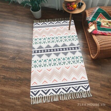 Thảm trải cạnh giường họa tiết zigzag bản địa XF8402