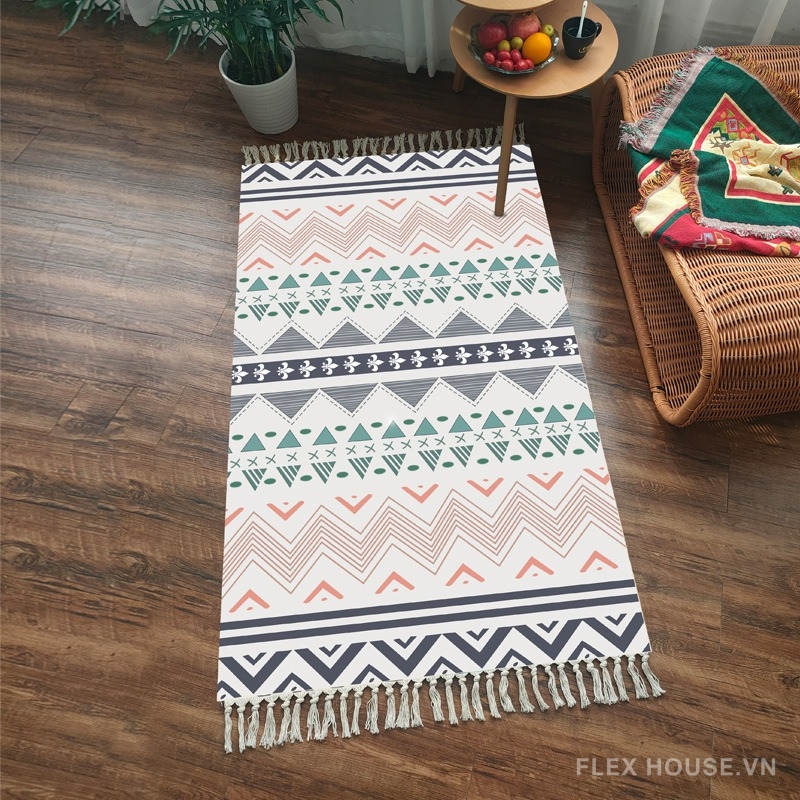 Thảm trải cạnh giường họa tiết zigzag bản địa XF8402