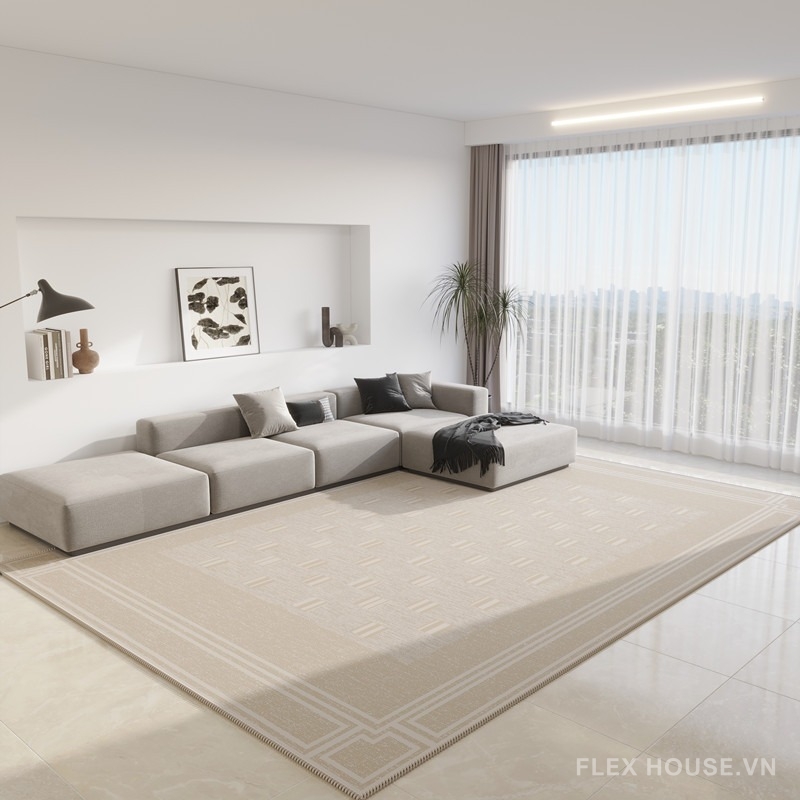 Thảm trải sàn hoa văn viền khung nền nã XF3096 1 Thảm trải sàn hoa văn viền khung nền nã XF3096