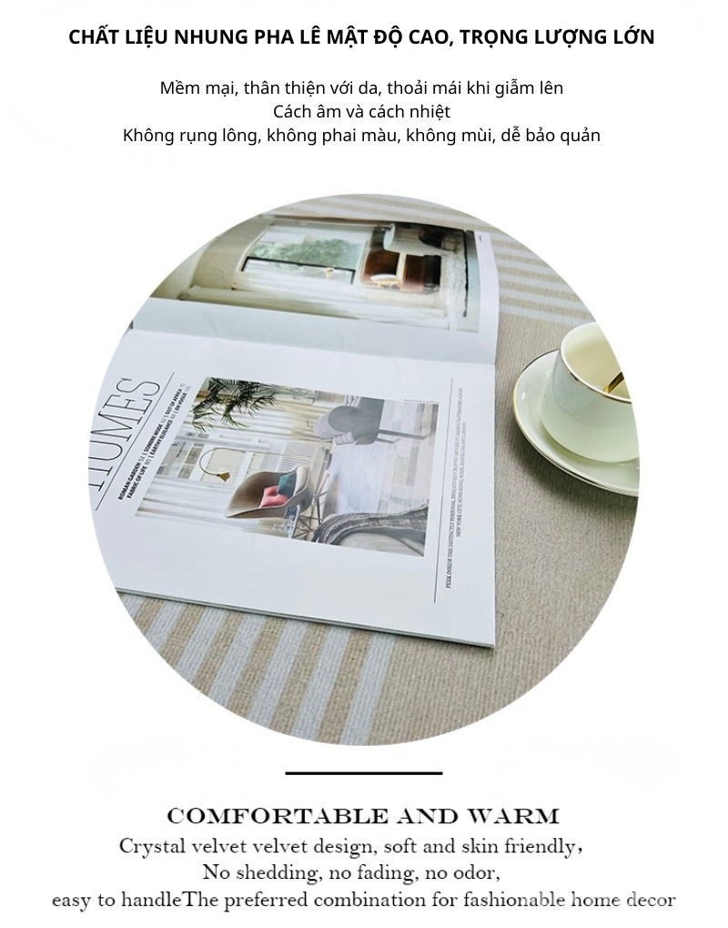 Thảm trang trí đế nhung chấm bi chống trượt XF3103 1 Thảm trang trí đế nhung chấm bi chống trượt XF3103.01