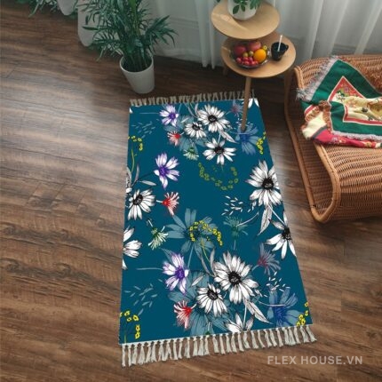 Thảm trang trí hình hoa Teal phóng khoáng XF8391
