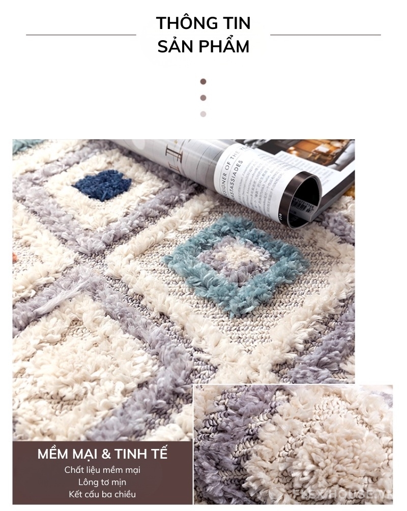 Thảm trang trí họa tiết kim cương đa sắc XF5384 3 Thảm trang trí họa tiết kim cương đa sắc XF5384