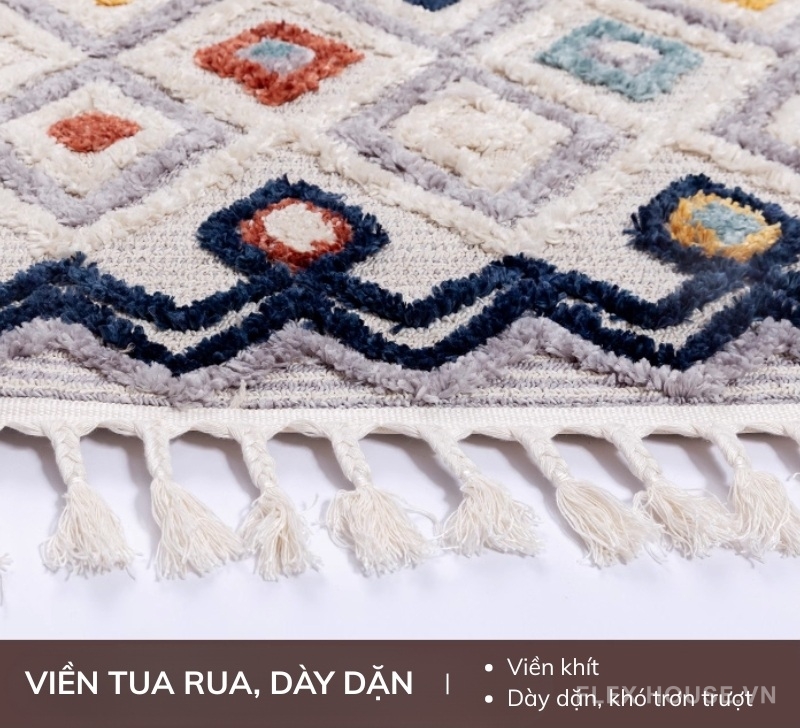 Thảm trang trí họa tiết kim cương đa sắc XF5384 4 Thảm trang trí họa tiết kim cương đa sắc XF5384