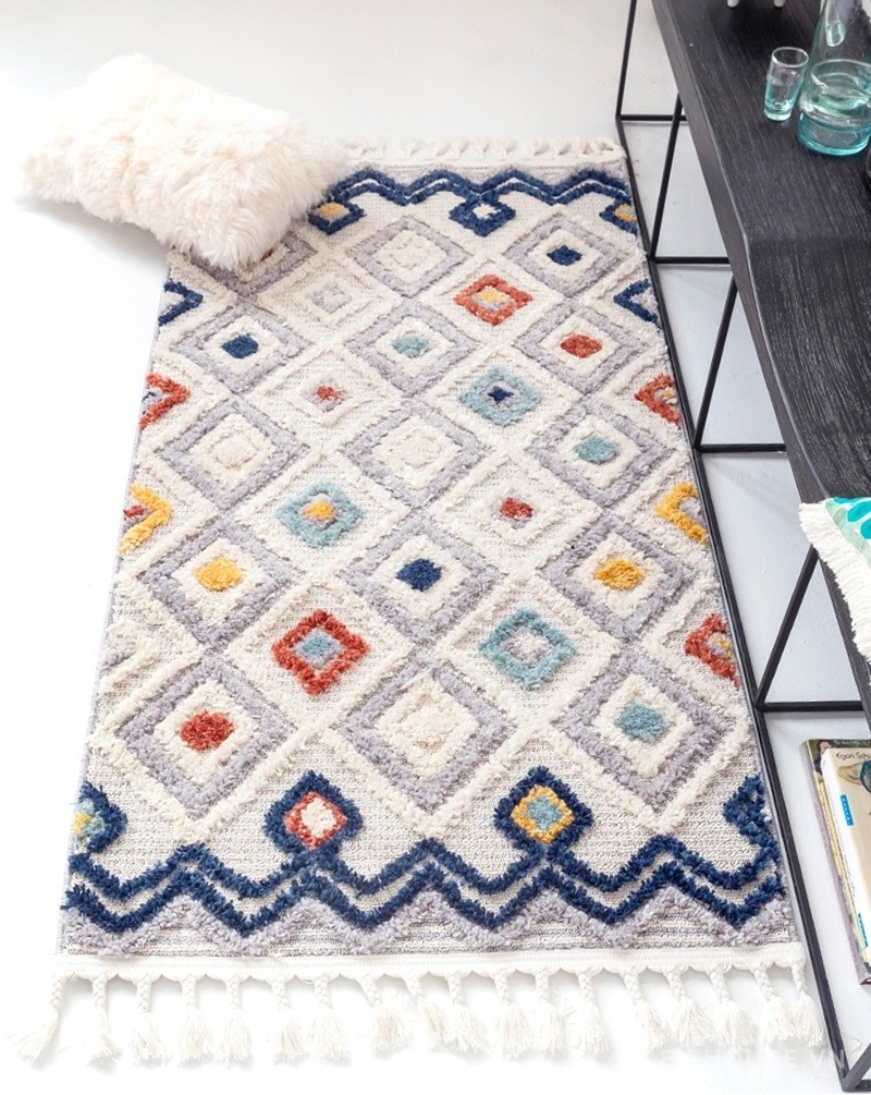 Thảm trang trí họa tiết kim cương đa sắc XF5384 7 Thảm trang trí họa tiết kim cương đa sắc XF5384