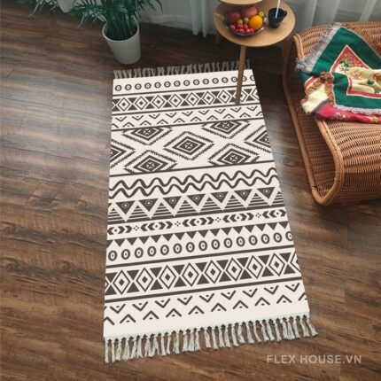Thảm trang trí họa tiết Tribal đơn sắc mộc mạc XF8397