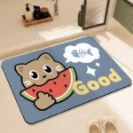 Thảm trang trí nhà tắm hình mèo ăn dưa hấu XF1649
