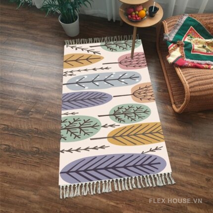 Thảm trang trí phòng ngủ họa tiết lá cách điệu XF8387.02