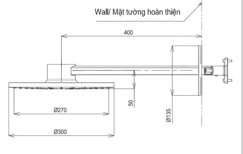 Bát sen gắn tường massage mặt kim loại TOTO TBW07004A 2 Bát sen gắn tường massage mặt kim loại TOTO TBW07004A
