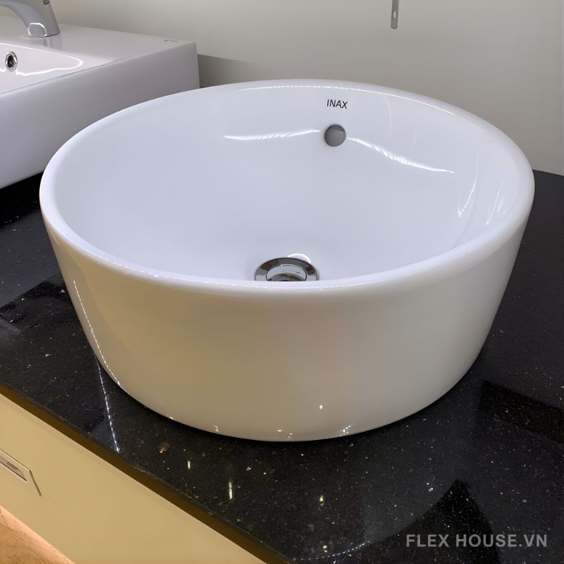 Chậu lavabo đặt bàn có lỗ xả tràn Inax L-295V 2 Chậu lavabo đặt bàn có lỗ xả tràn Inax L-295V