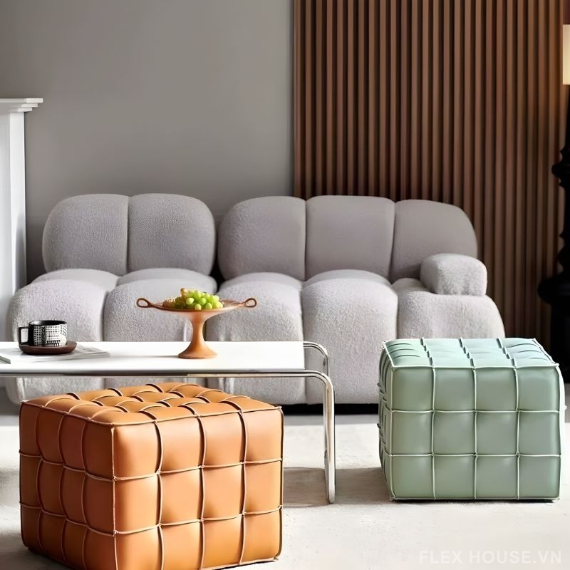 Ghế đôn da lập phương phong cách Bắc Âu YC2138 1 Ghế đôn da lập phương phong cách Bắc Âu YC2138