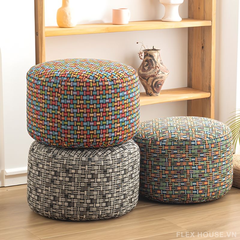 Ghế đôn họa tiết thổ cẩm Mosaic DF9729 6 Ghế đôn họa tiết thổ cẩm Mosaic DF9729 8