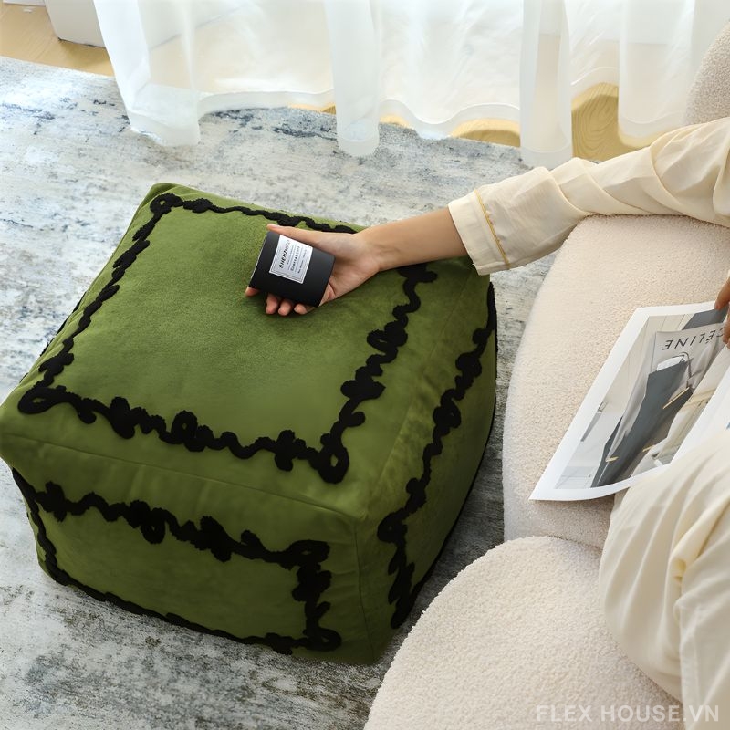 Ghế đôn phòng khách thêu nổi forest HD0749 5 Ghế đôn phòng khách thêu nổi forest HD0749 7