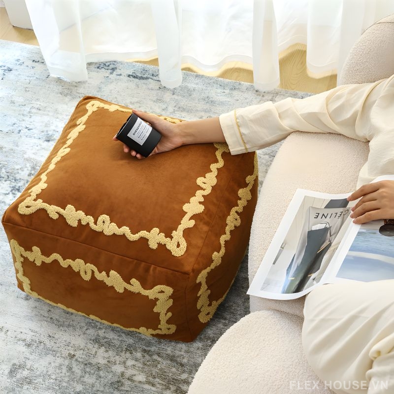 Ghế đôn phòng khách thêu nổi forest HD0749 8 Ghế đôn phòng khách thêu nổi forest HD0749 9