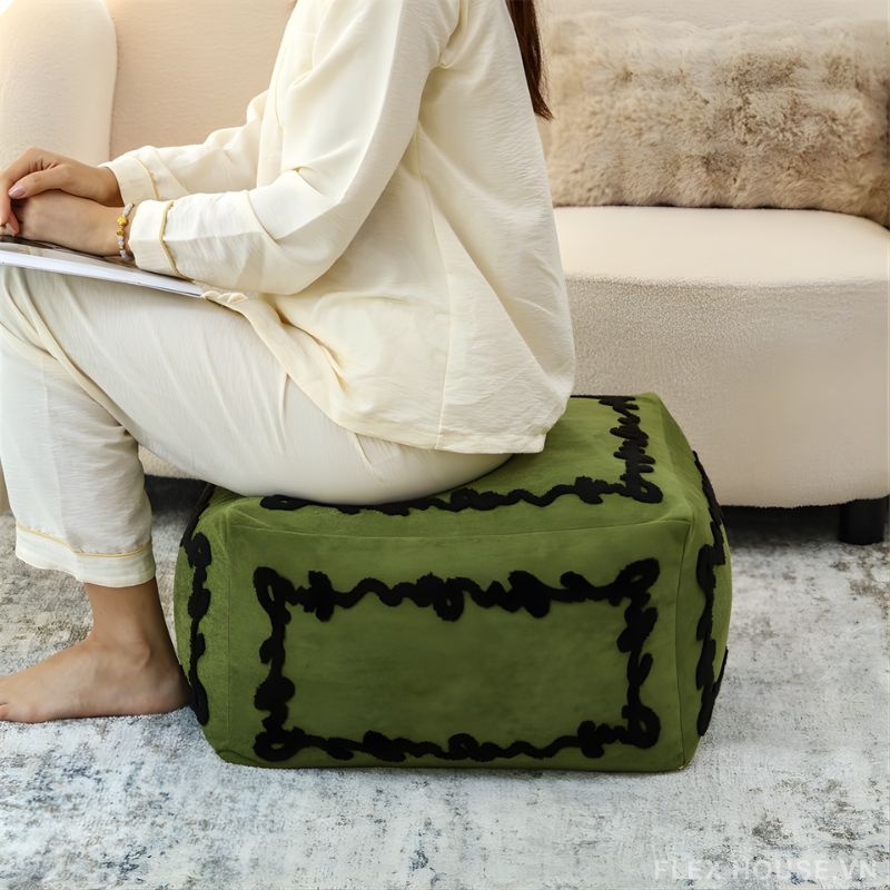 Ghế đôn phòng khách thêu nổi forest HD0749 6 Ghế đôn phòng khách thêu nổi forest HD0749 8