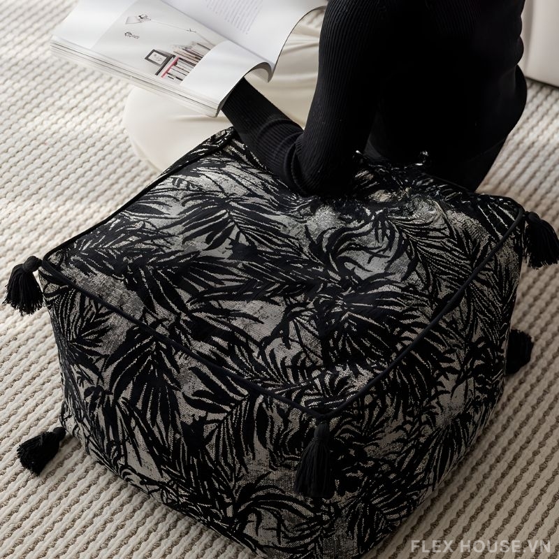 Ghế đôn trang trí dệt jacquard vintage HC7731 3 Ghế đôn trang trí dệt jacquard vintage HC7731