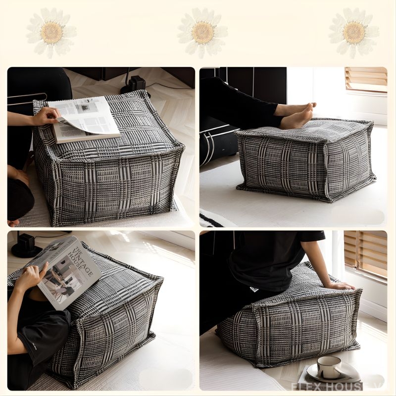 Ghế đôn trang trí họa tiết caro retro HC4999 4 Ghế đôn trang trí họa tiết caro retro HC4999 2